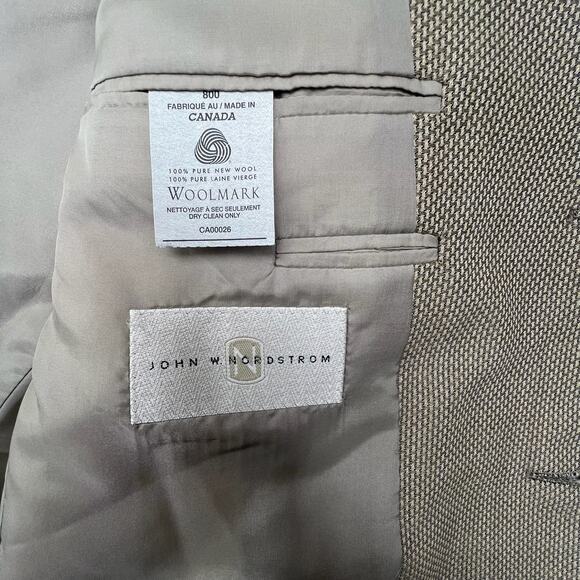Vintage John W. Nordstrom REDA Blazer 46 Tan Wool Basketweave Sport Coat Italy - Picture 6 of 15